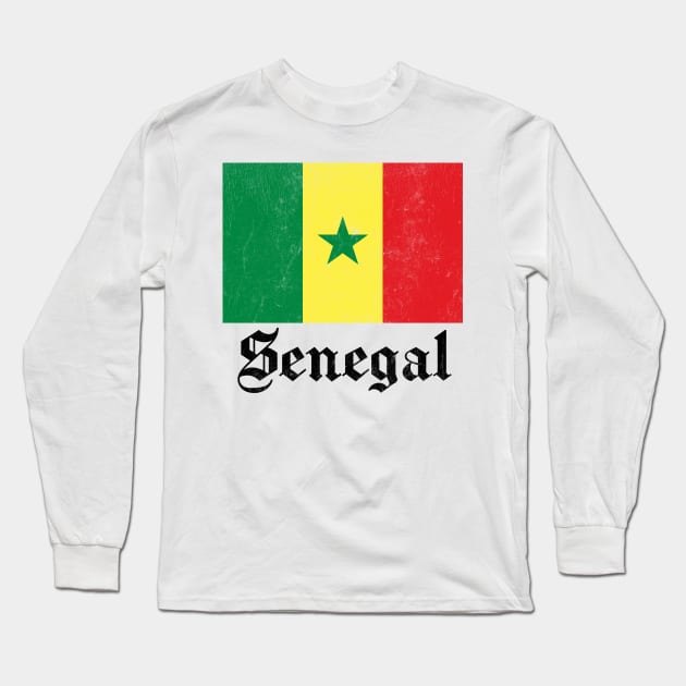 Senegal / Vintage-Style Flag Design Long Sleeve T-Shirt by DankFutura